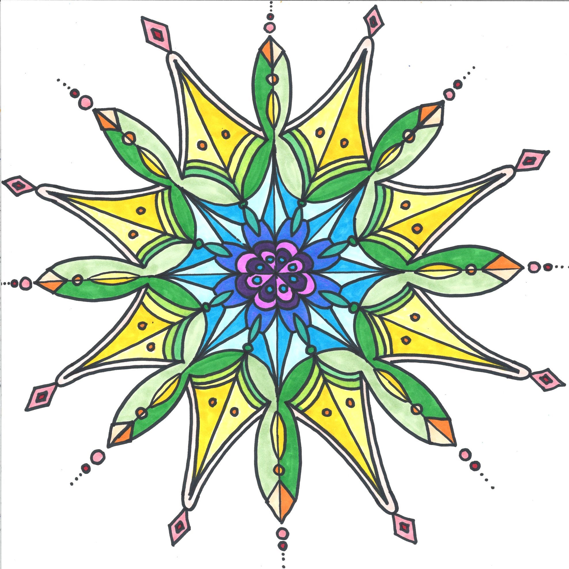 a colorful doodle of a mandala design